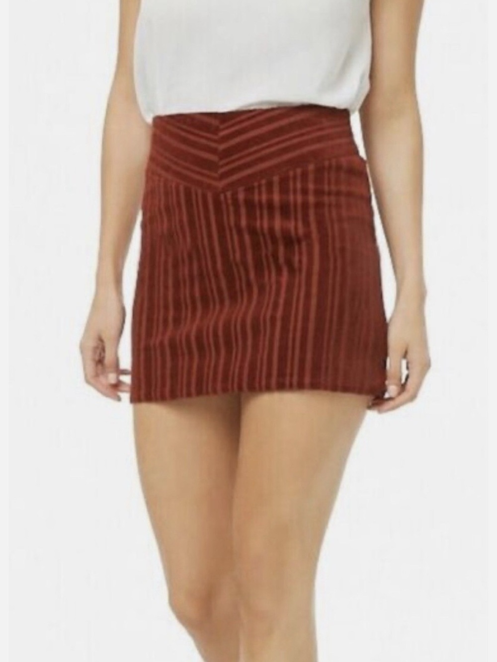 Forever 21 Rust-Striped Mini Skirt
